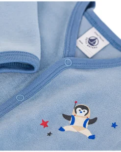 Tutina Intera Maniche Lunghe in Ciniglia - Azzurro - 100% Cotone