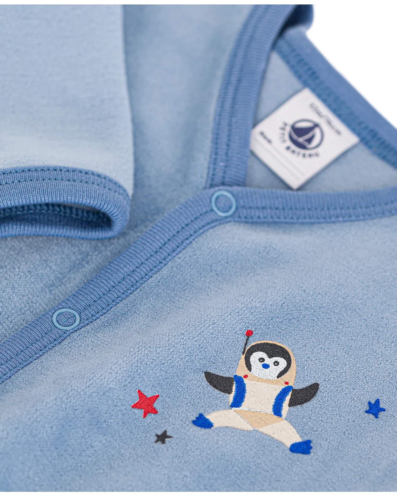 Tutina Intera Maniche Lunghe in Ciniglia - Azzurro - 100% Cotone