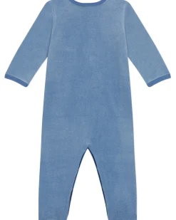 Tutina Intera Maniche Lunghe in Ciniglia - Azzurro - 100% Cotone