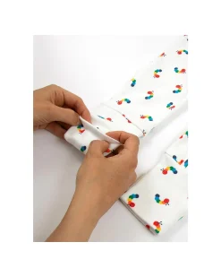 Tutina Maniche Lunghe - Crema - Stampa Bruco Multicolore - con Zip Frontale - Cotone Bio