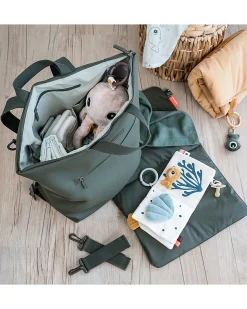 Zaino Cambio con Fasciatoio Ripiegabile e Ganci Passeggino -Verde - Fatto con bottiglie di plastica riciclata!