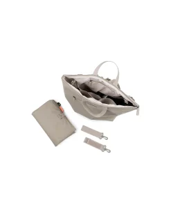 Zaino Cambio con Fasciatoio Ripiegabile e Ganci Passeggino - Sabbia - Fatto con bottiglie di plastica riciclata!